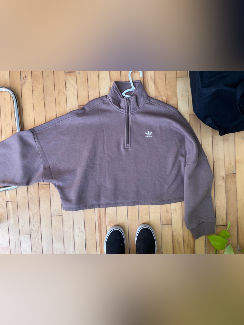 adidas women’s mauve-ish Cropped Half-Zip Sweatshirt